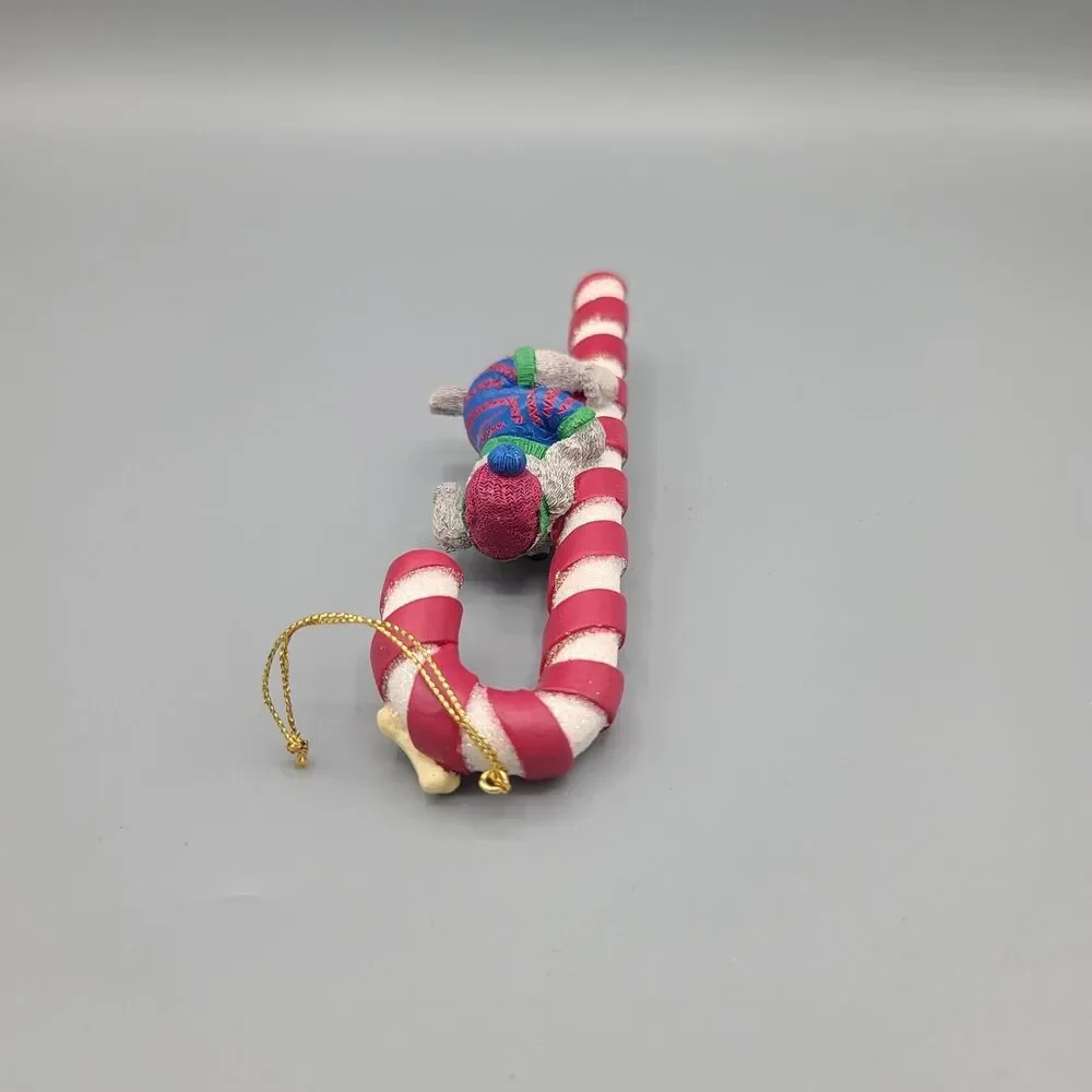 Christmas Ornament Dog Climbing Candy Cane Peppermint Stick